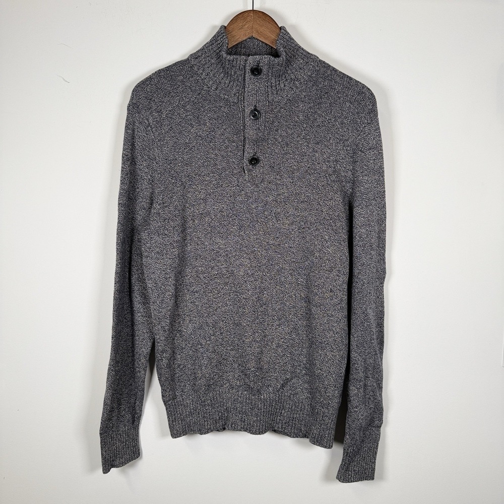 American Eagle Athletic Fit Sweater Mens Medium 1/4 Zip Button Mock Neck